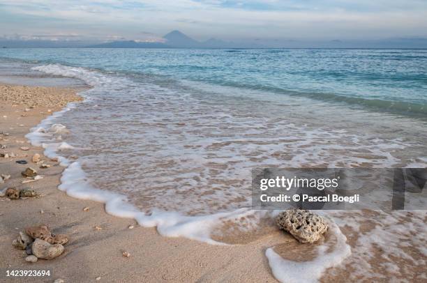 foam on a beach in gili trawangan, lombok, indonesia - gili trawangan stock pictures, royalty-free photos & images