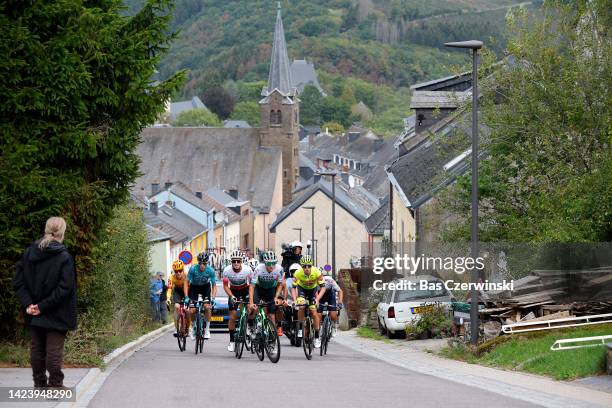 Thomas Delphis of France and Ag2R Citroen Team, Pierre Rolland of France and Team B&B Hotels P/B Ktm, Joel Nicolau Beltran of Spain and Team Caja...