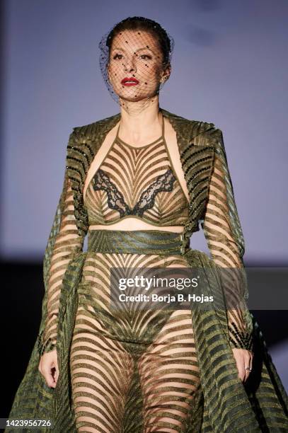 Actress Najwa Nimri walks the runway at the Andres Sarda fashion show during Mercedes Benz Fashion Week Madrid September 2022 edition at IFEMA on...