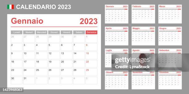 italienischer kalender für 2023. die woche beginnt am montag. einfache vektorvorlage. business-design-planer. - dienstag stock-grafiken, -clipart, -cartoons und -symbole