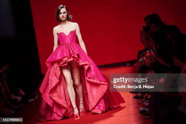 Model walks the runway at the Redondo Brand fashion show during Mercedes Benz Fashion Week Madrid September 2022 edition at IFEMA on September 15,...