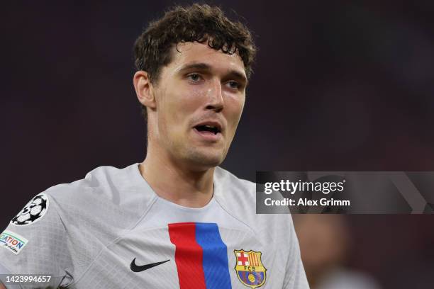 Andreas Christensen of FC Barcelona reacts during the UEFA Champions League group C match between FC Bayern München and FC Barcelona at Allianz Arena...