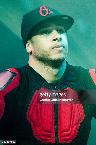 Warren Russell of Diversity performs during the 2012 Digitized: Trapped In a Game Tour on stage at Nottingham Capital FM Arena on April 3, 2012 in...