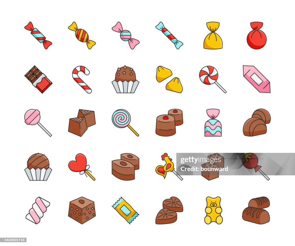 Sweets & Candy Icons. Editable Stroke.