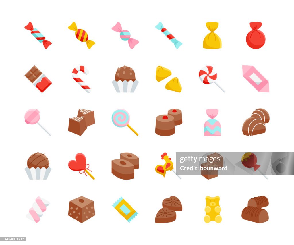 Sweets & Candy Icons. Editable Stroke.