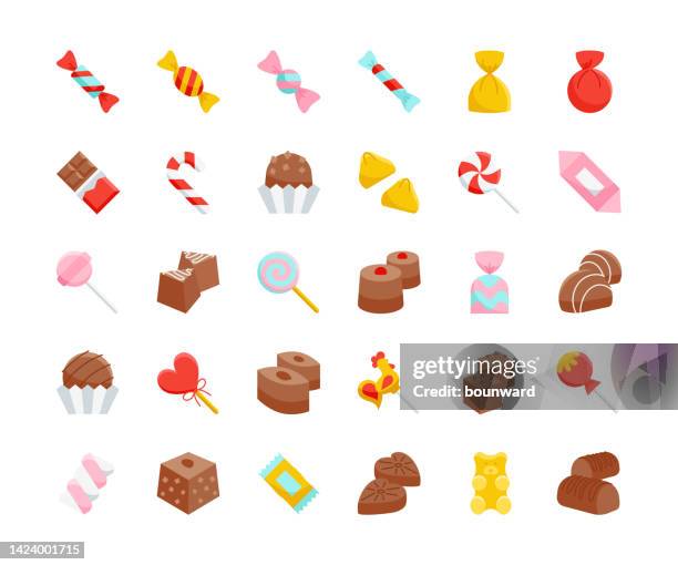 sweets & candy icons. editable stroke. - candy chocolate gum stock illustrations