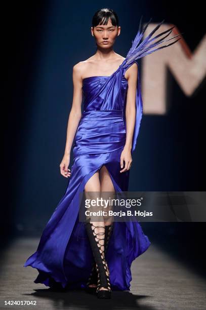 Model walks the runway at the Malne fashion show during Mercedes Benz Fashion Week Madrid September 2022 edition at IFEMA on September 15, 2022 in...