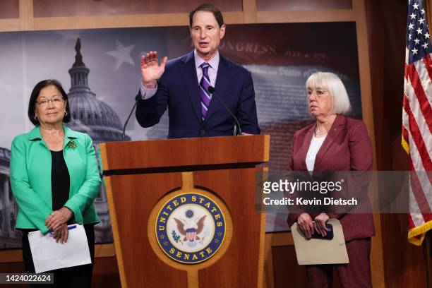 Sen. Ron Wyden speaks on reproductive rights during a press conference at the U.S. Capitol on September 15, 2022 in Washington, DC. Wyden spoke out...