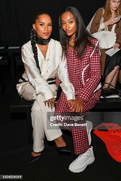 Saffron Hocking and Cheyenne Maya-Carty aka Chey Maya attend the DANIEL w. FLETCHER Spring/Summer 2023 catwalk show during London Fashion Week...