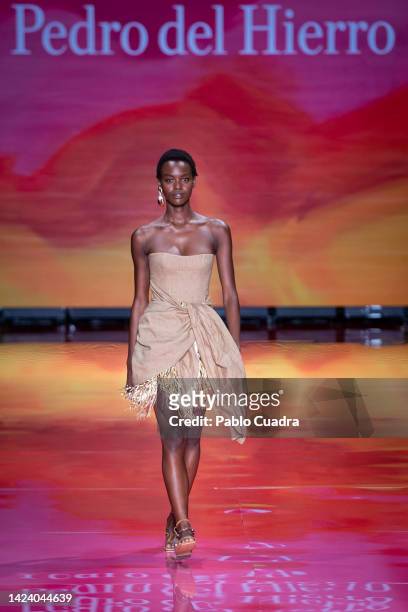 Model walks the runway at the Pedro del Hierro fashion show during Mercedes Benz Fashion Week Madrid September 2022 edition at IFEMA on September 15,...