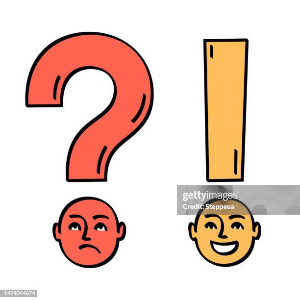 question and answer. doodle style vector illustration - big decision stock illustrations