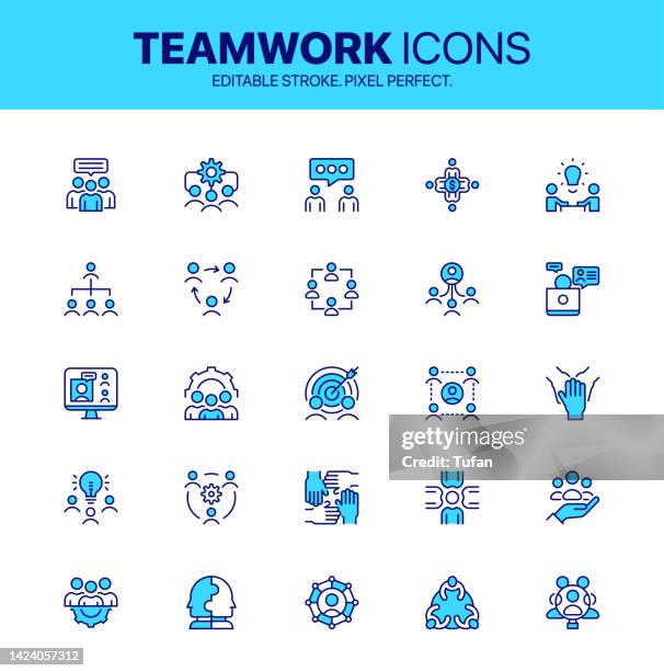 stockillustraties, clipart, cartoons en iconen met colorful teamwork icon set. businessman, work group and partnership symbol pack. human resources, meeting and business teamwork colorful icons - mensen op de achtergrond