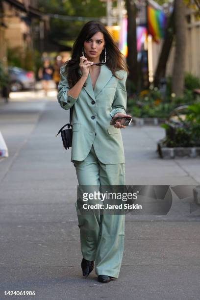 Emily Ratajkowski is seen walking down the street on September 15, 2022 in New York City.