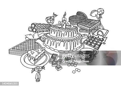 Sweets and cakes doodle composition Sweets and cakes doodle composition