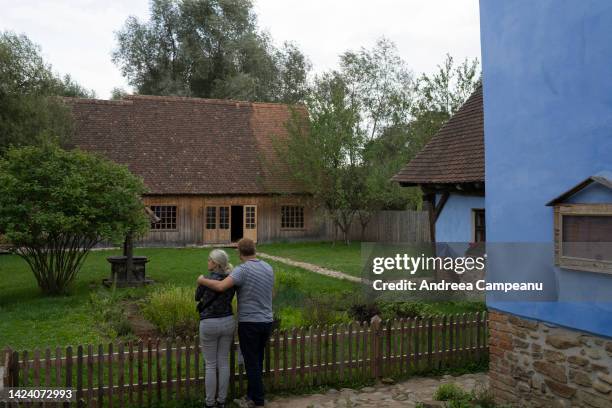 Tourists visit the house of King Charles III, which is open to visitors, on September 15, 2022 in Viscri, Romania. The village of Viscri is a UNESCO...