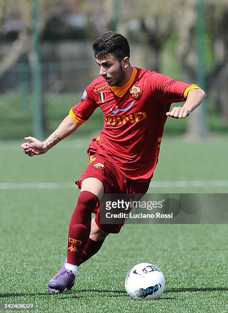Giammario Piscitella of AS Roma in action during the Campionato Primavera TIM match between AS Roma and SS Lazio at Centro Sportivo Fulvio Bernardini...