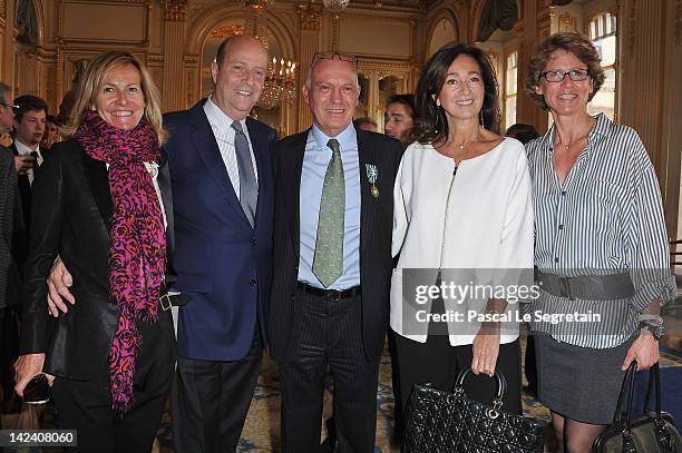 Bertrand Rindoff Petroff Officier des Arts et Des Lettres honored Chevalier Des Arts et Lettres by French Culture Minister poses with Frederique...