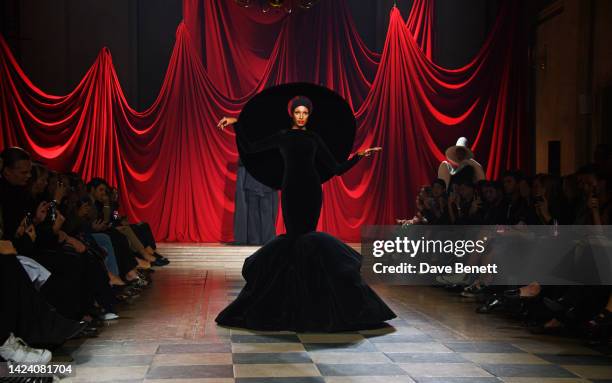 Ikram Abdi Omar attends the Harris Reed September 2022 Show during London Fashion Week September 2022 on September 15, 2022 in London, England.