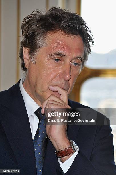 Bryan Ferry poses at Ministere de la Culture on April 4, 2012 in Paris, France.