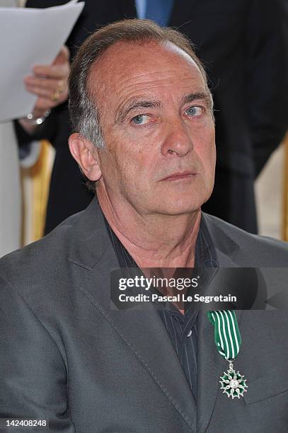 Yves Lecoq pose after being awarded by French Culture Minister at Ministere de la Culture on April 4, 2012 in Paris, France.