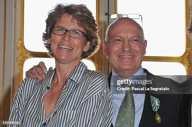 Bertrand Rindoff Petroff Officier des Arts et Des Lettres honored Chevalier Des Arts et Lettres by French Culture Minister poses with Valerie Rindoff...