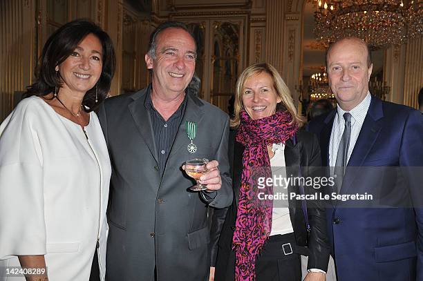 Yves Lecoq poses with Katia Toledano, Frederique Fetiveau and Bernard Danillon de Cazella at Ministere de la Culture on April 4, 2012 in Paris,...