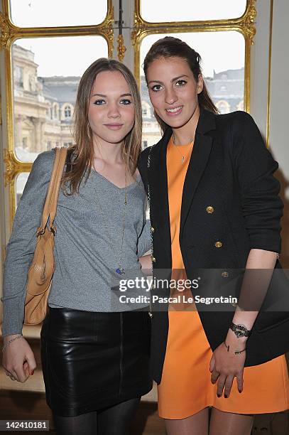 Lauren Winkler and Alexia Rindoff Petroff pose at Ministere de la Culture on April 4, 2012 in Paris, France.