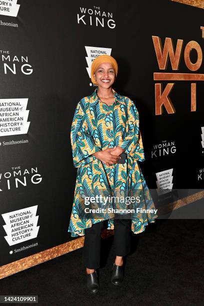 Representative Ilhan Omar attends the Washington, DC screening of "The Woman King" on September 15, 2022 in Washington, DC.