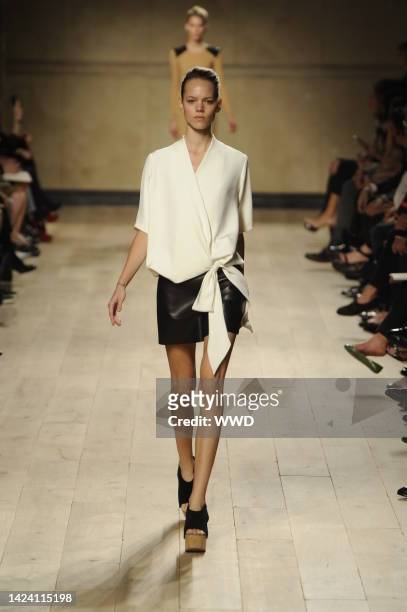 Model on the runway at Celine's spring 2010 show. Designed by Phoebe Philo.