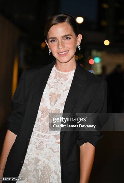 Emma Watson arrives to the Caring for Women Dinner at The Pool on Park Avenue on September 15, 2022 in New York City.