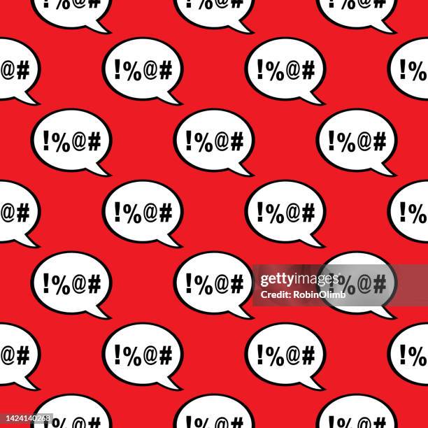 illustrations, cliparts, dessins animés et icônes de jurons bulles de parole seamless pattern - geste obscène