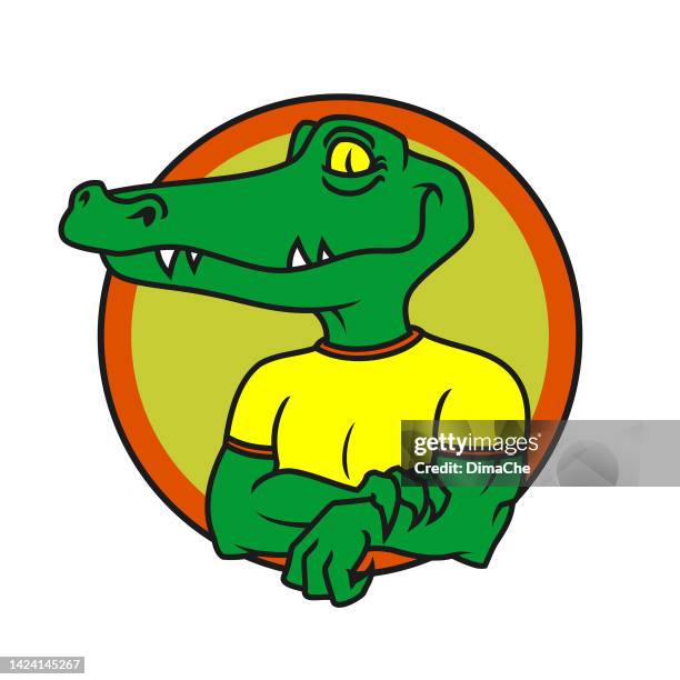 stockillustraties, clipart, cartoons en iconen met alligator crocodile cartoon character mascot - sport logo