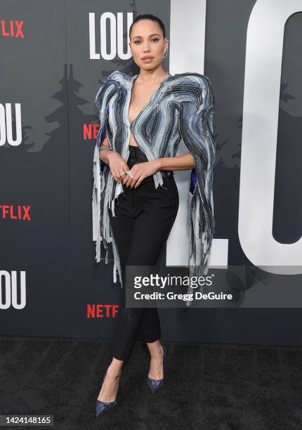 Jurnee Smollett attends the premiere of Netflix's "Lou" at TUDUM Theater on September 15, 2022 in Hollywood, California.