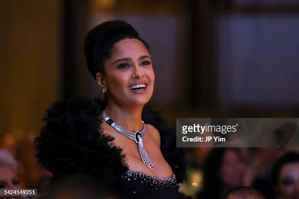 Salma Hayek Pinault attends as the Kering Foundation hosts first-ever Caring For Women Dinner on September 15, 2022 in New York City.