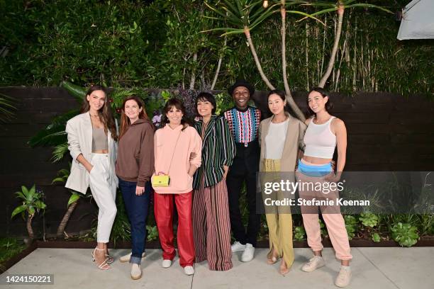 Nina Senicar, Bonnie Wright, Karla Souza, Rosario Dawson, Aloe Blacc, Aimee Song, and Liv Lo Golding pose as PANGAIA celebrates its Los Angeles...