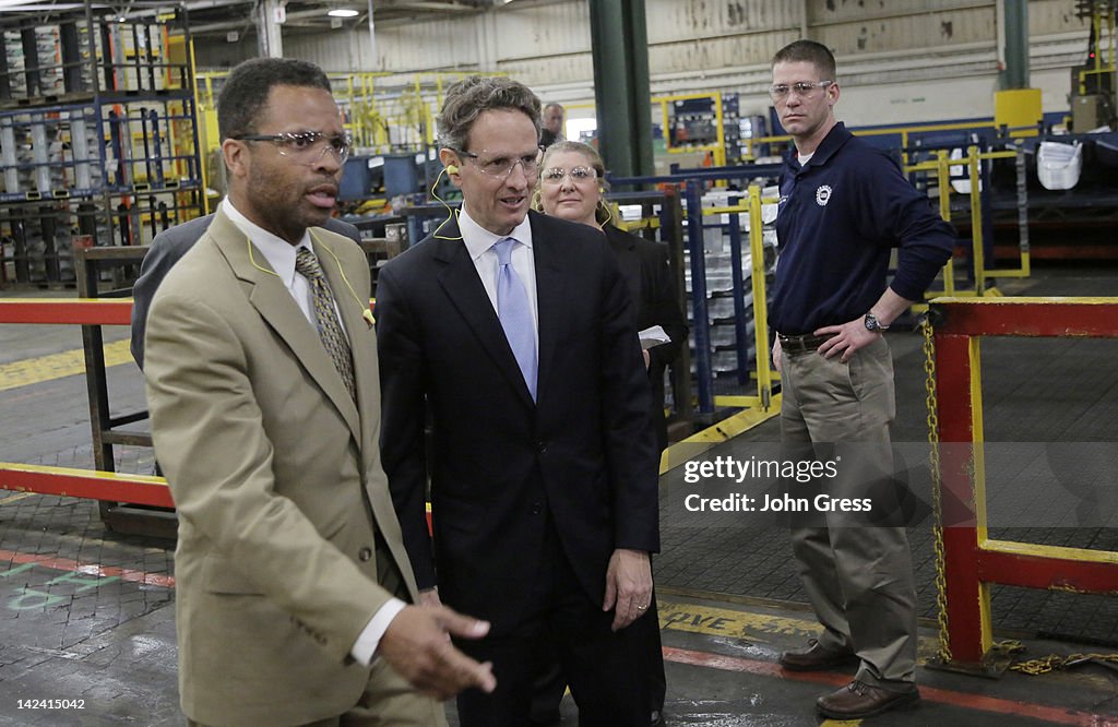 Tim Geithner Tours Ford Stamping Plant In Chicago Area