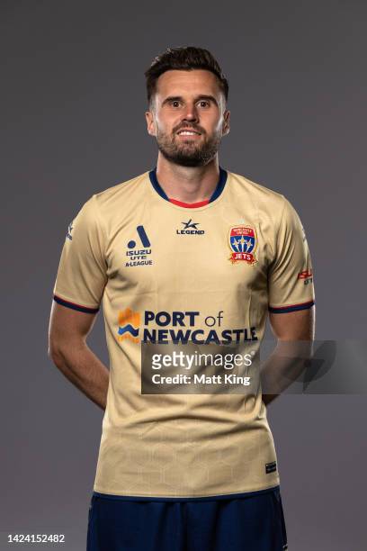 Carl Jenkinson poses during the Newcastle Jets A-League headshots session at McDonald Jones Stadium on September 15, 2022 in Newcastle, Australia.