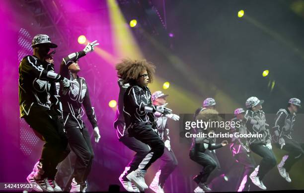 Diversity performs on stage at O2 Arena on April 4, 2012 in London, United Kingdom.