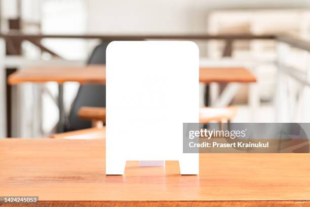 mockup menu frame on table - reserved sign stock pictures, royalty-free photos & images