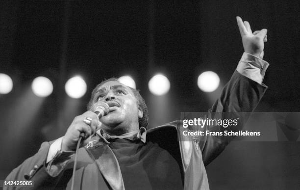 20th MARCH: American Soul singer Solomon Burke performs live on stage at Paradiso in Amsterdam, Netherlands on 20th March 1987.