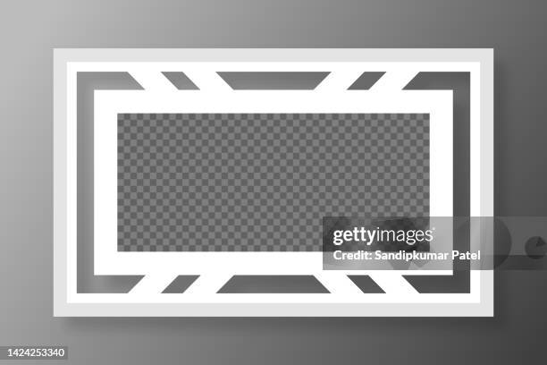 photo picture frames on wall, vector white mockups or empty posters. - gallery wall frames stock illustrations