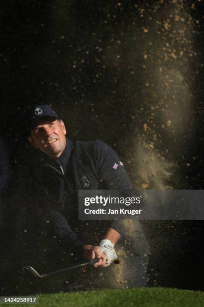 David Higgins of the Great Britain & Ireland PGA Cup Team in action on Day One of the 2022 PGA Cup at Foxhills Golf Course on September 16, 2022 in...