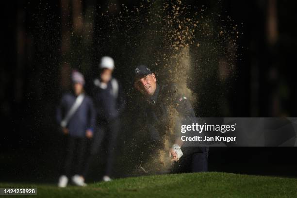 David Higgins of the Great Britain & Ireland PGA Cup Team in action on Day One of the 2022 PGA Cup at Foxhills Golf Course on September 16, 2022 in...