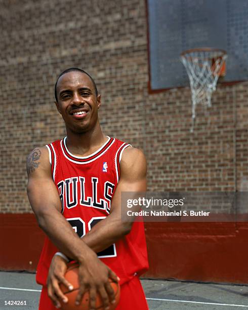 Jay Williams of the Chicago Bulls poses for a portrait during the rookie photo shoot on August 2, 2002 at St. Peter's Prep in Jersey City, New...