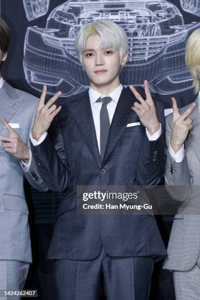 Taeyong of boy band NCT 127 attends Boy Band NCT 127 4th album '2 BADDIES' press conference at Sofitel Ambassador Seoul on September 16, 2022 in...