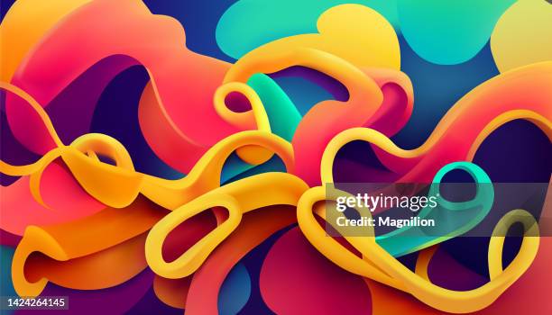 ilustrações de stock, clip art, desenhos animados e ícones de colourful fluid abstract shapes, liquid abstract background, flow, motion design - fundo-de-várias-cores