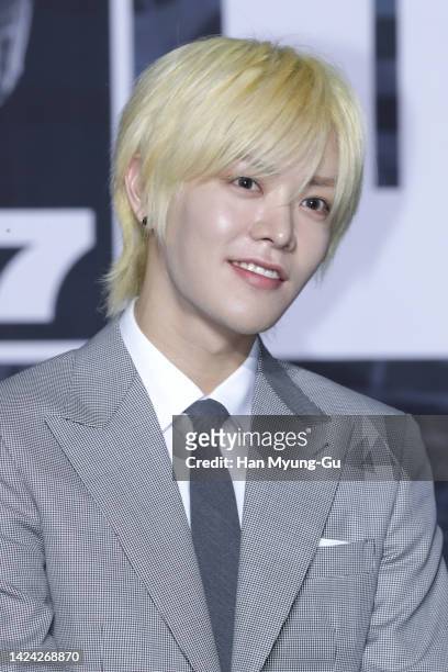 Yuta of boy band NCT 127 attends Boy Band NCT 127 4th album '2 BADDIES' press conference at Sofitel Ambassador Seoul on September 16, 2022 in Seoul,...