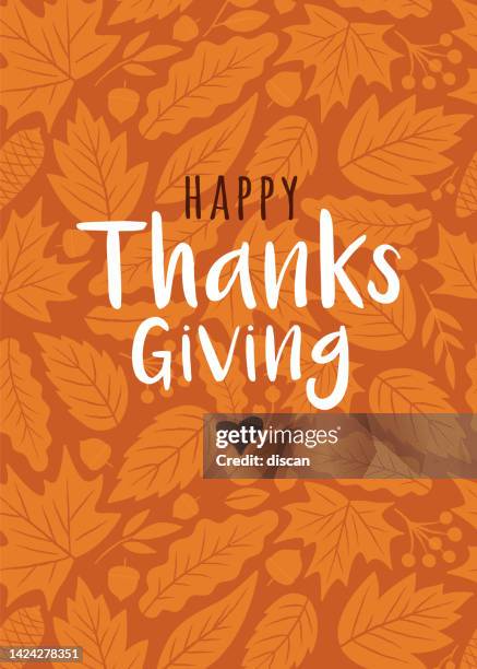 happy thanksgiving card with autumn leaves background. - automne stock illustrations