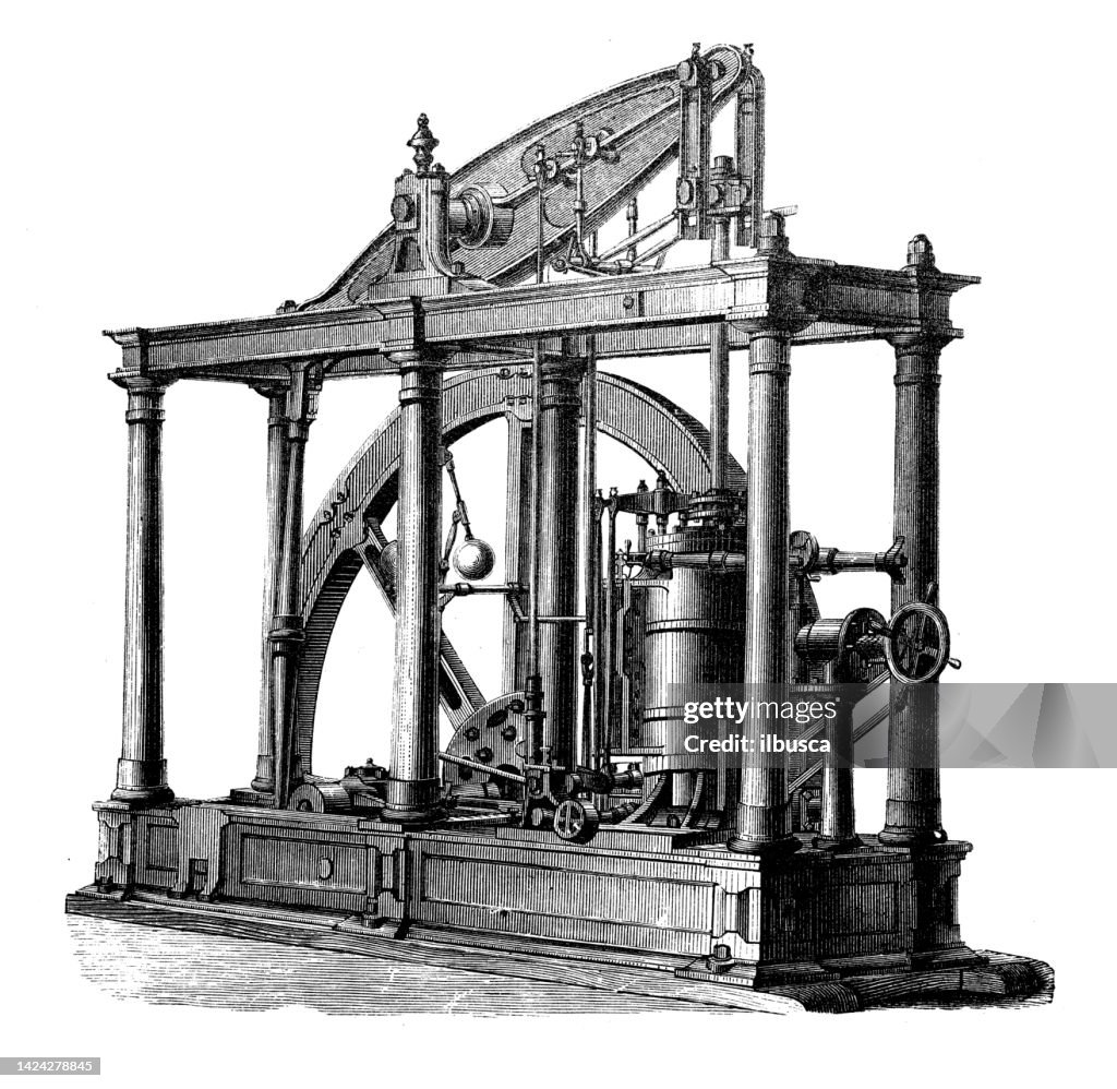 Antique Illustration Applied Mechanics Steam Powered Machines Watt High ...