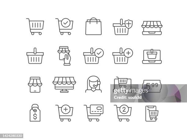 e-commerce icons - shopping electronics store stock illustrations
